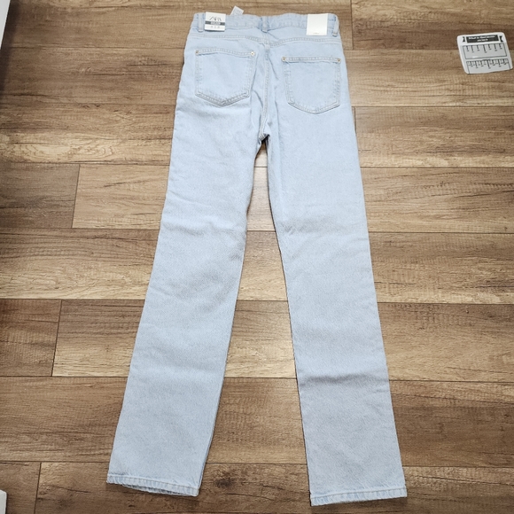 Zara high-rise straight leg denim light wash jeans Full-length women's EU 40 / 8 - Picture 2 of 16